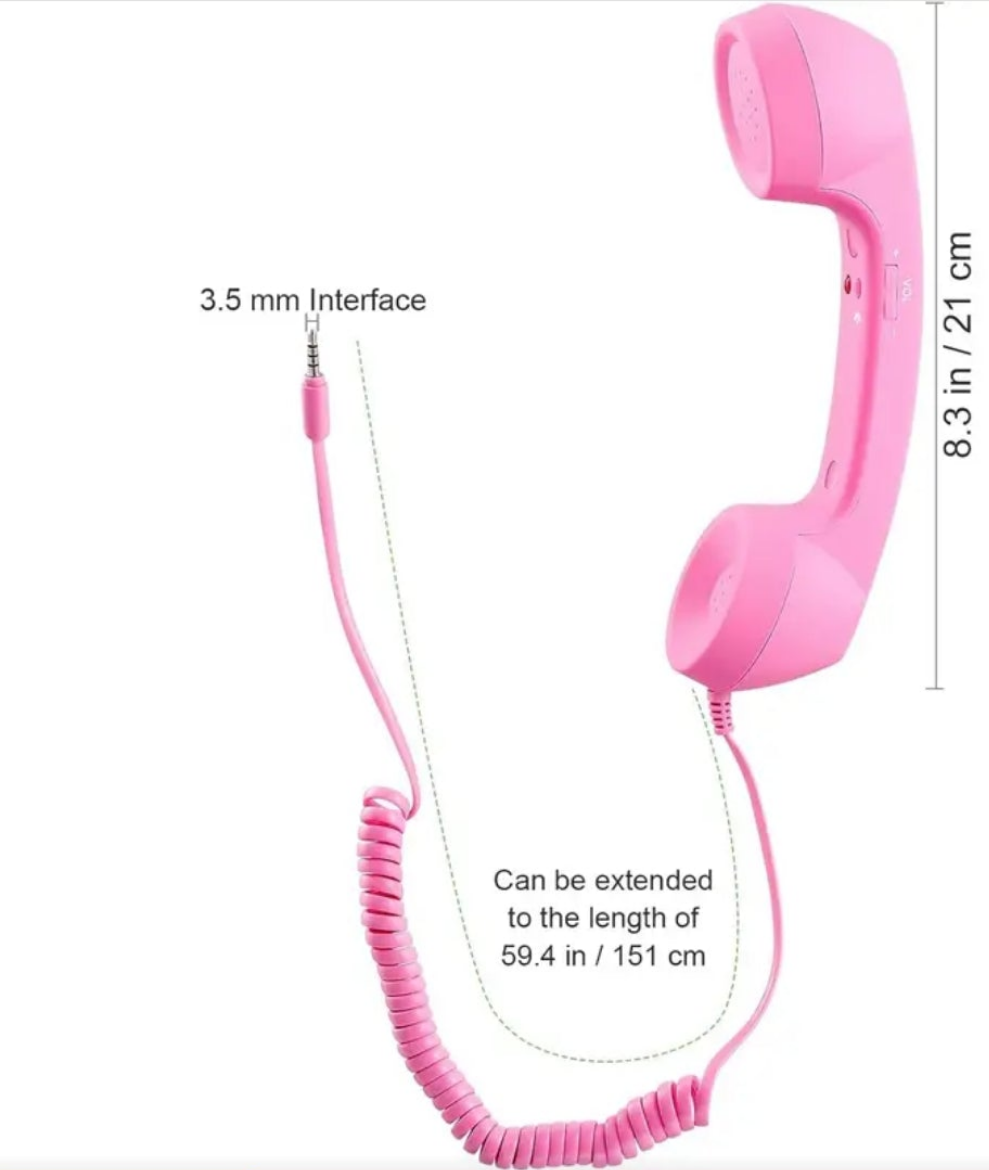 Vintage-Style 3.5mm Handheld Phone Receiver - Anti-Radiation, Noise Reduction, USB Powered - Perfect for Sports Fans & Gifts