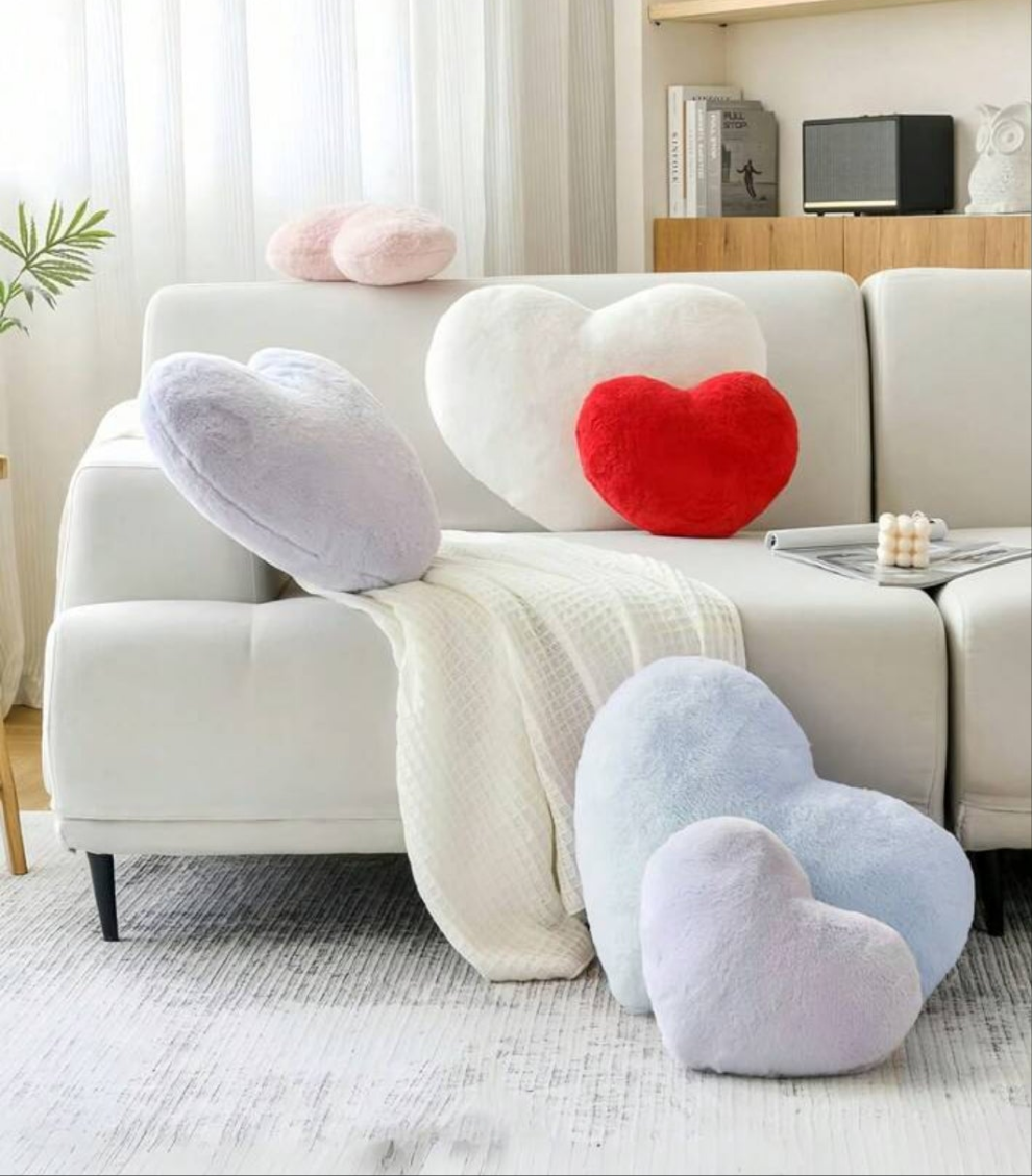 Heart Pillow, Soft And Cute Faux Rabbit Fur Heart-Shaped Pillow, Suitable For Spring And Summer Bedroom Sofa And Bed, A Cozy Gift For Mom On Mother's Day,