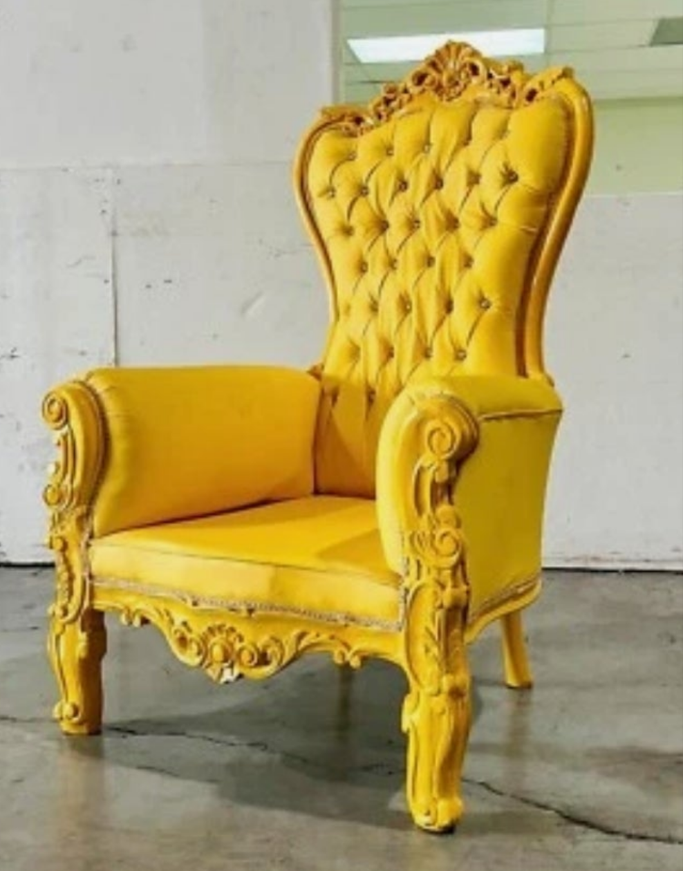 French Style Throne Chair Midsize Tufted Chair in velvet or leather depending on the chair you choose.