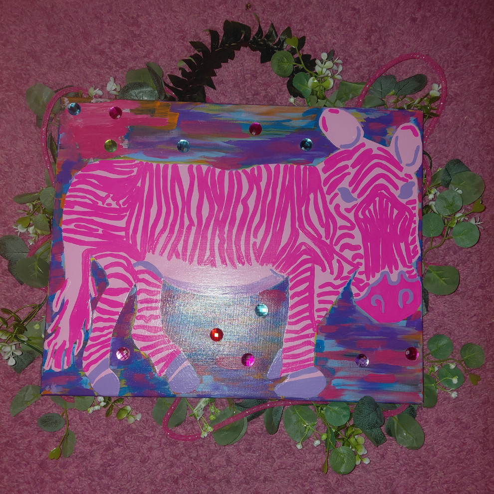 Cocomoney At Pink Zebra 1 of 1 custom piece acrylic on canvas