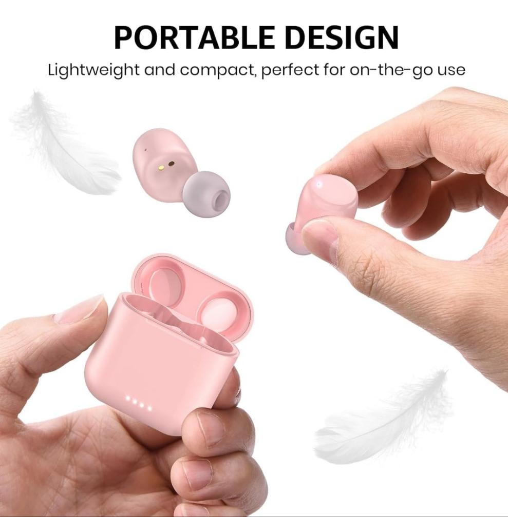 Wireless Earbuds Bluetooth 5.3 Headphones 50H Long Playtime, Wireless Charging Case, IPX8 Waterproof Stereo Earphones, Built-in Mic Calls, Headset Premium Deep Bass 32 Preset EQs via