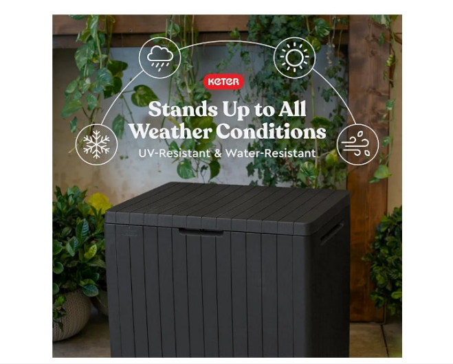 30 Gallon Resin Outdoor Storage Box and Patio Furniture Side Table for Pool and Garden Accessories,