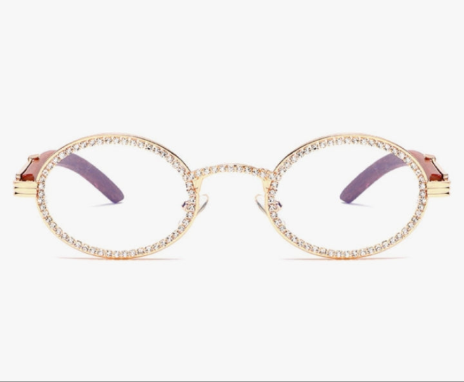 Rhinestone Square Sunglasses Men Women Luxury Designer Wood Frame Rhinestone Punk Goggle Glasses