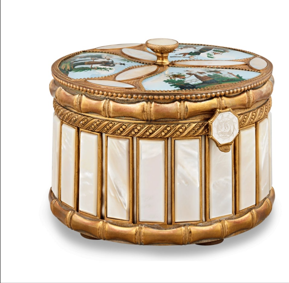 Fabulous Piece A Palais-Royal Mother-of-Pearl Perfume Box and Flasks made of crystal gilt bronze and pink opaline glass. Absolutely stunning. π
