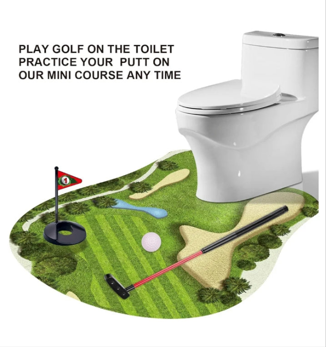 Toilet Golf Game-Practice Mini Golf in Any Restroom/Bathroom - Great Toilet Time - Dad Gifts, Funny Gifts for Dad, Funny White Elephant Gifts, Gag Gifts for Husband, Boyfriend, Men.
