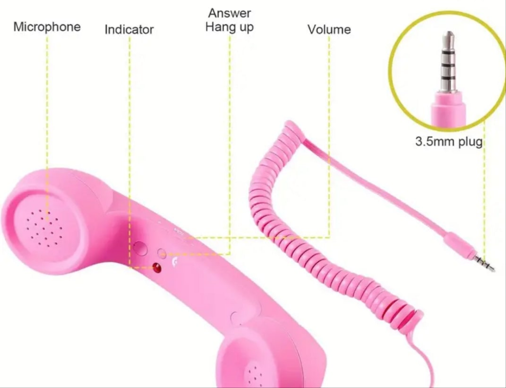 Vintage-Style 3.5mm Handheld Phone Receiver - Anti-Radiation, Noise Reduction, USB Powered - Perfect for Sports Fans & Gifts