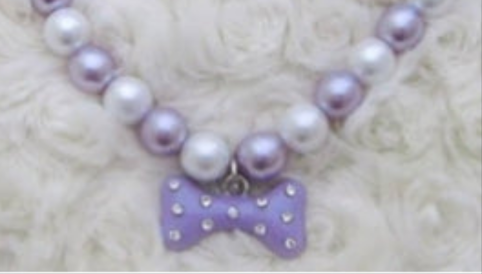 Fancy Diamond Dog Necklace Jewelry with Bling Pearls Rhinestones Bone Charm for Pets Cats Small Dogs Girl Teacup Chihuahua Yorkie Clothes Costume Outfits