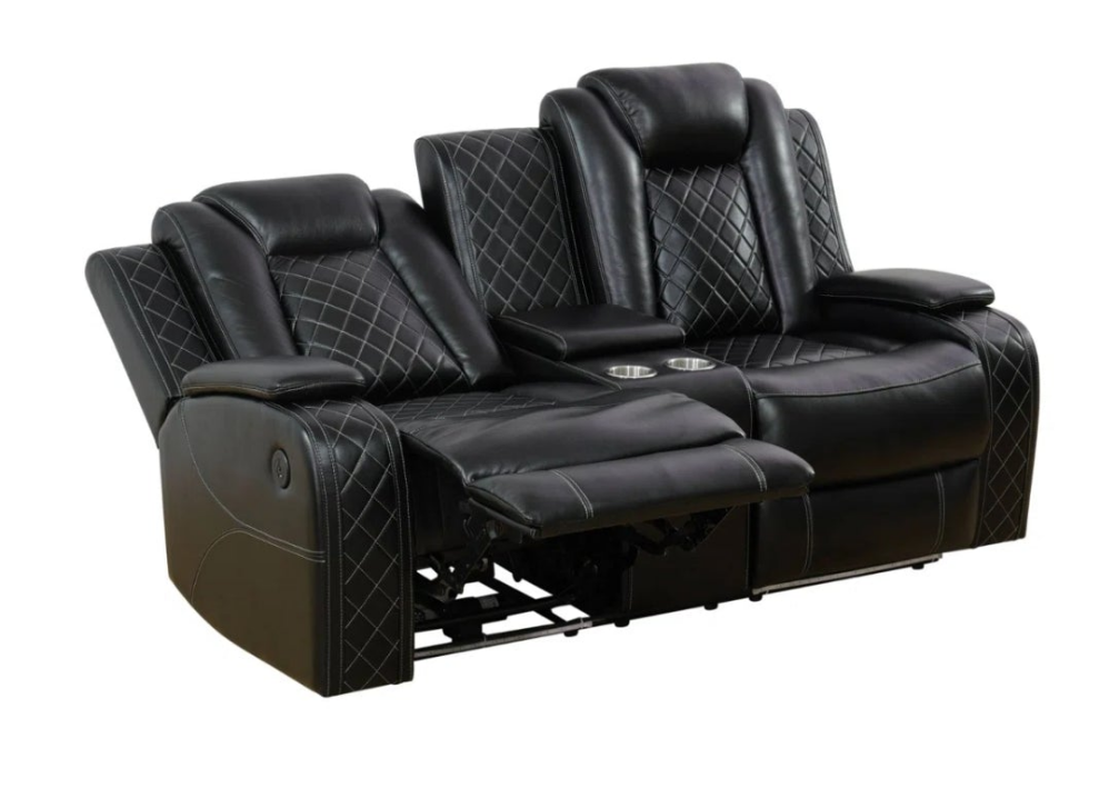 3 Piece Power Reclining Faux Leather with LED Light Living Room Set Movie room Living Room Ding Room Game Room