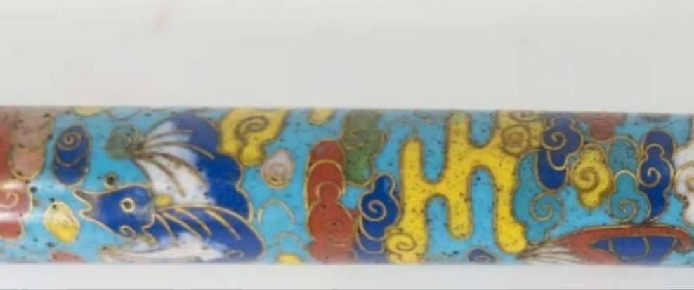 Rare 18th Century Chinese Cloisonne Enamel Gilt Bronze Dragon Cane Scepter