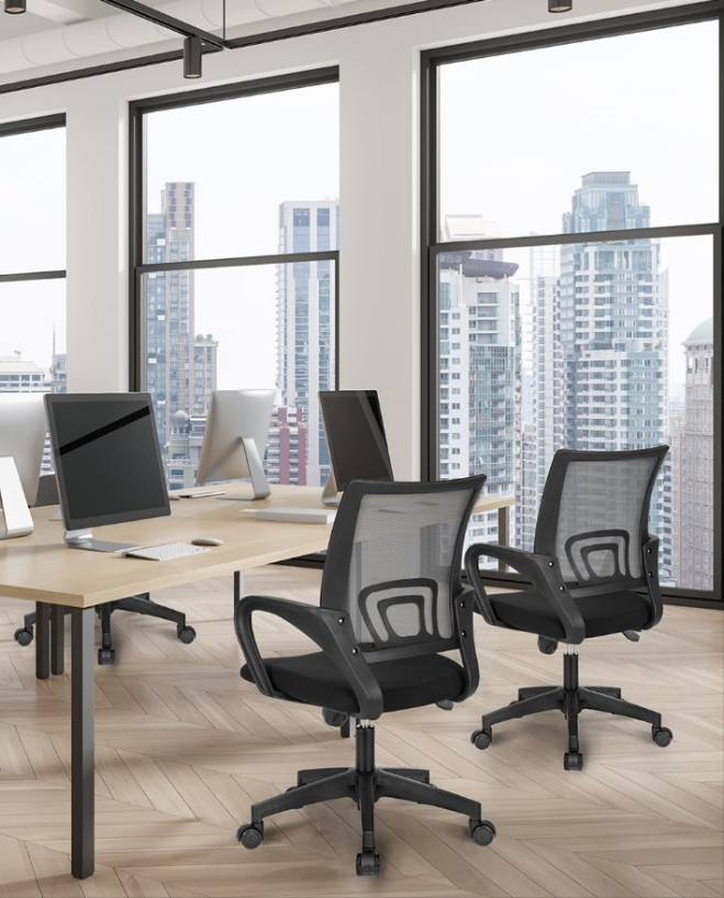 Office Chair Computer Desk Chair Gaming Ergonomic Mid Back Cushion Lumbar Support with Comfy Mesh Adjustable Swivel Rolling Home