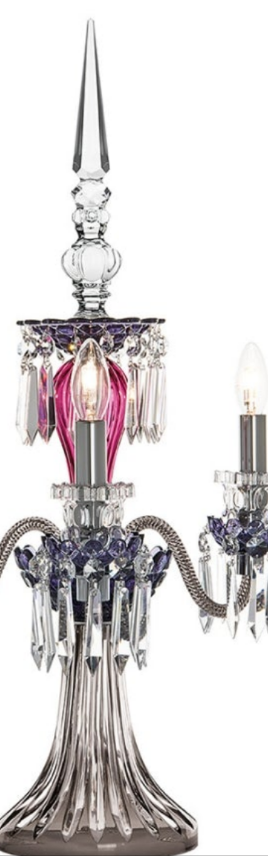 ARLEQUIN AMETHYST CRYSTAL CANDELABRA Saint-Louis Crystal Arlequin Three-Light Electric Candelabra or Five-Light