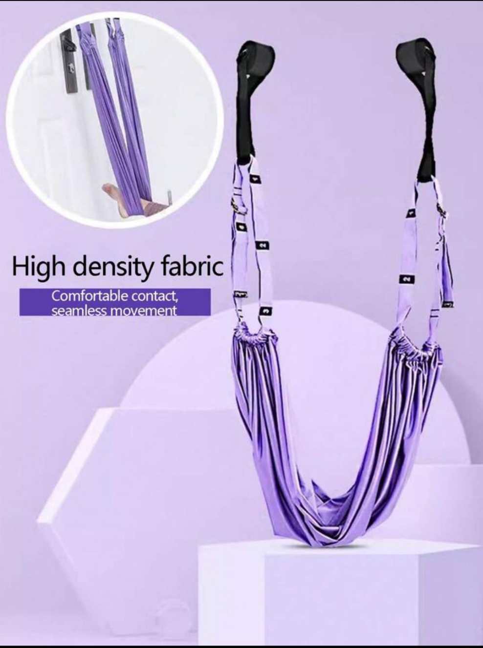 Adjustable Aerial Yoga Strap, Hammock Ceiling Mounted Flexibility Stretching Rope For Stretching, Back Bending, Inversion 100%polyester