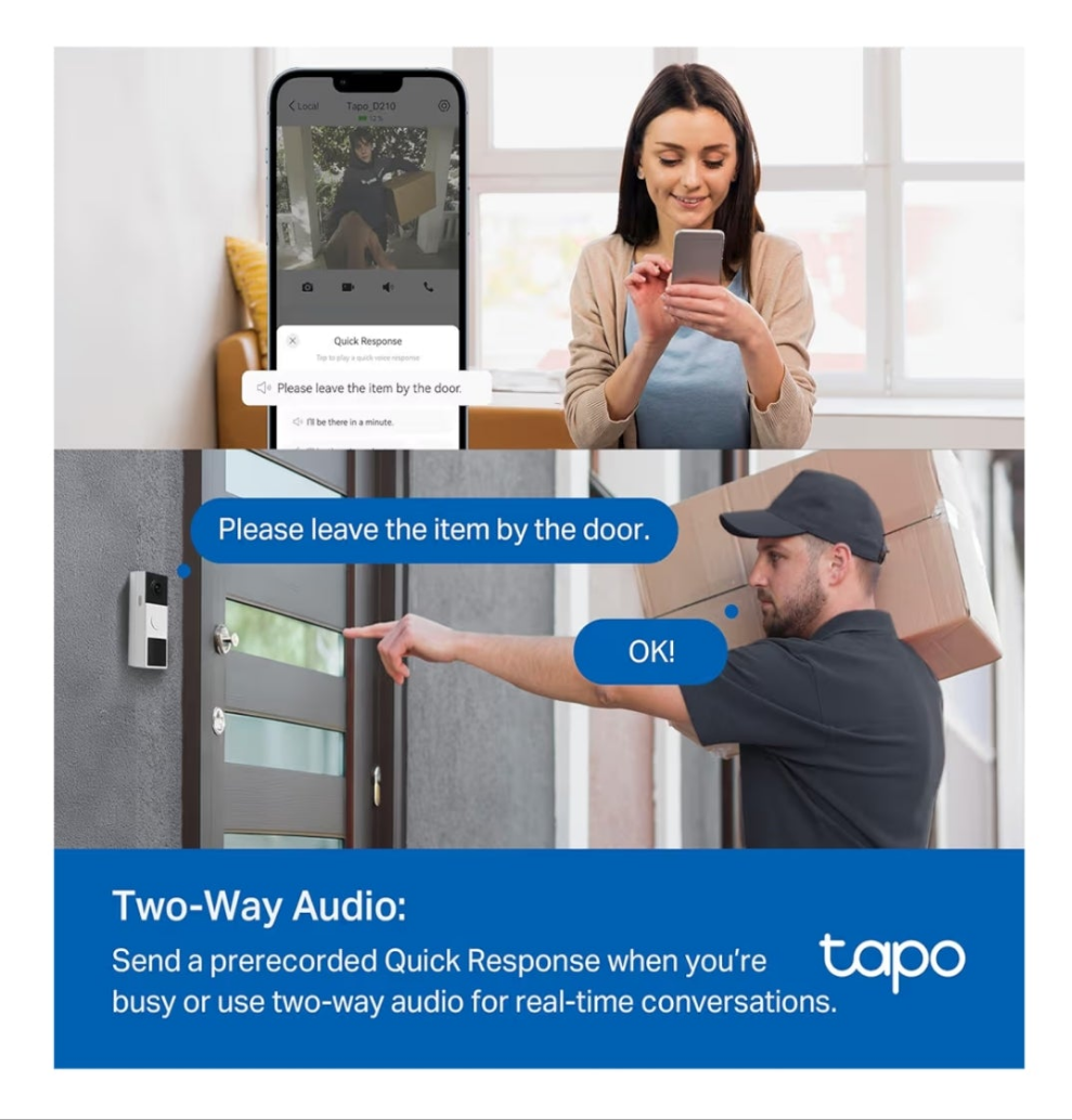 Smart Video Doorbell Camera Wireless with Chime, 2K with Full Color Night Vision & Spotlights, No Monthly Fee, Ring Call, 160° Ultra-Wide View, Free AI Detection, Local Storage,D210