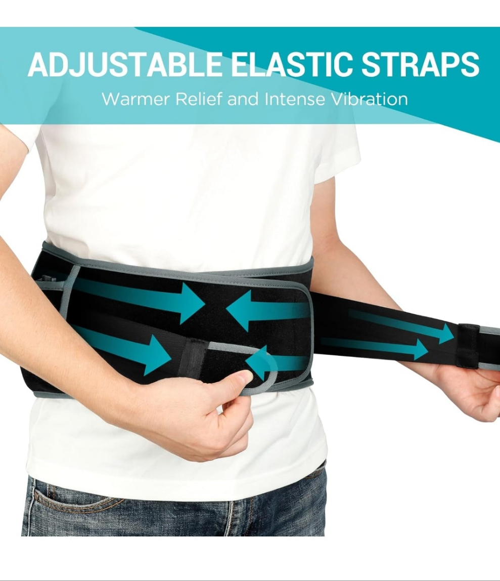 Cordless Heating Pad with Massager for Back Pain Relief, Portable Lower Back Massager FSA HSA Eligible Wearable, Father's Day Gifts, Birthday Gifts for Dad Mom Men Women, 3 Heat Auto-Off 58"