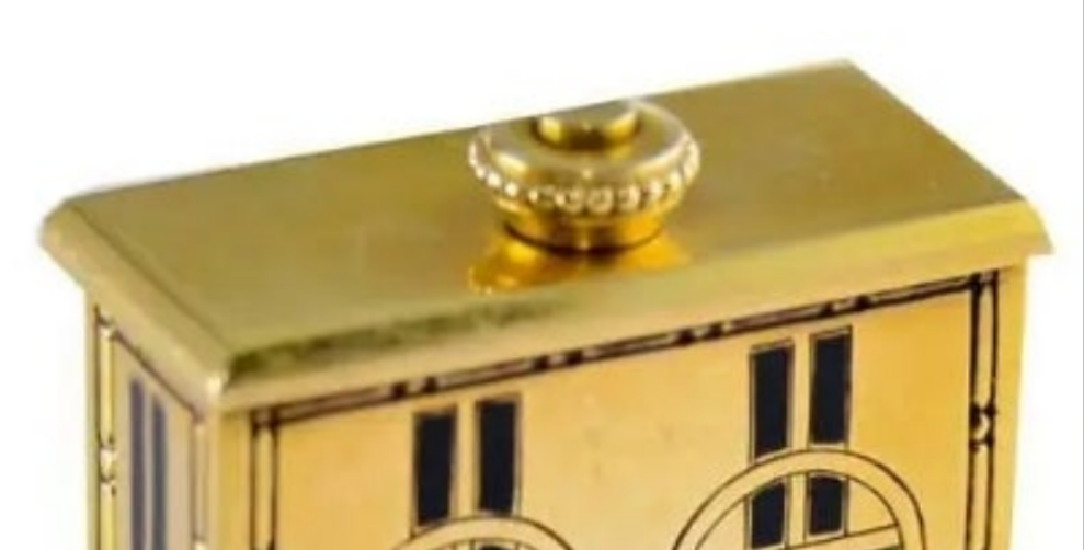 Tiffany & Co. 18kt Yellow Gold and Enamel Small Desk Clock 1920's