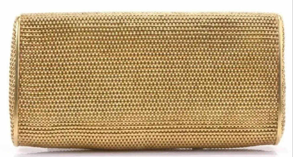 1960s Classic 18 Karat Mesh Gold and Diamond Clutch Handbag