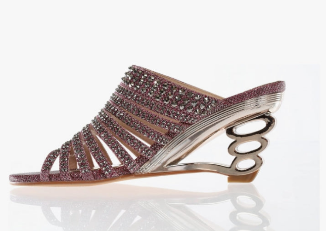 Women's Strappy Rhinestone Slide Dress Sandal