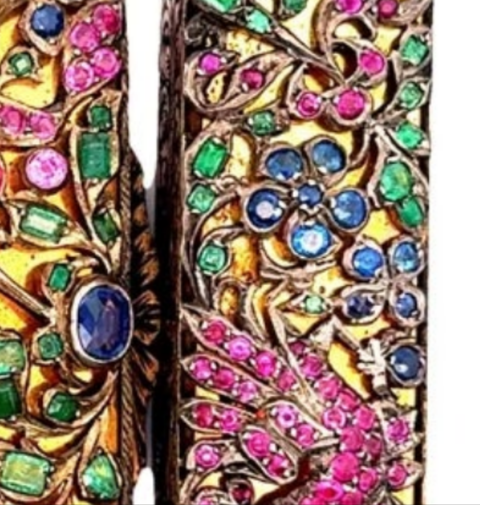 Victorian Ruby Sapphire Emerald Demantoid Silver Gold Plated Powder Lipstick SetEmerald,Garnet,Ruby,Sapphire gold plated silver