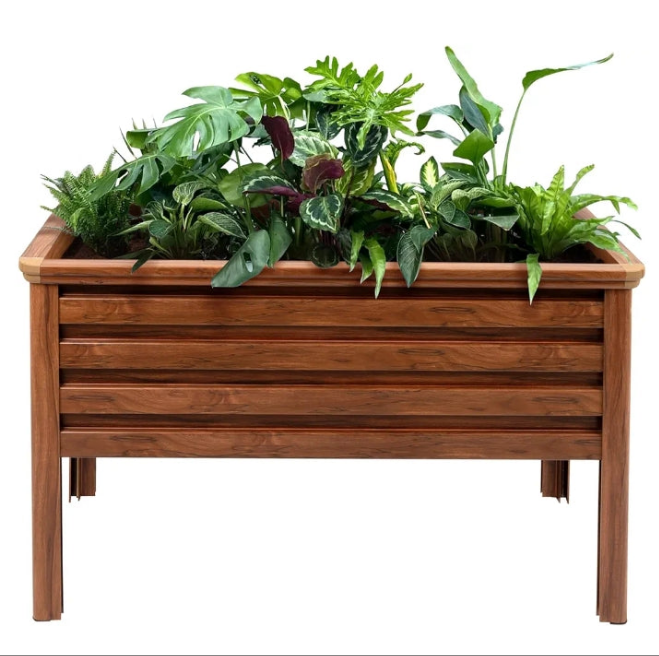 Raised Garden Bed Aluminum Elevated Planter Box with Legs, Gardening Flower Pots for Herbs, Vegetables, Outdoor Backyard, Patio, Balcony 48" LX24 WX32 H (Wood-Like)
