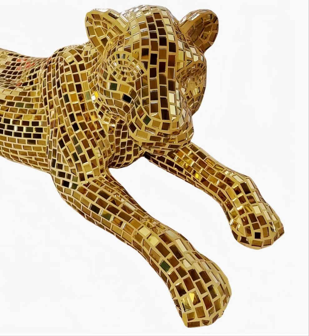 Gold Mirror Floor Leopard Decorative Sculpture