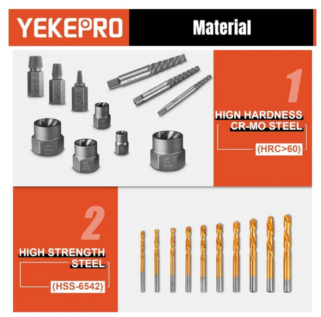 40 Pcs Bolt & Screw Extractor Set with Left Hand Cobalt Drill Bit Set, Easy Out Broken Stripped Screw Removal Tool for Damaged, Frozen, Studs, Rusted, Rounded-Off Bolts, Nuts & Screws,