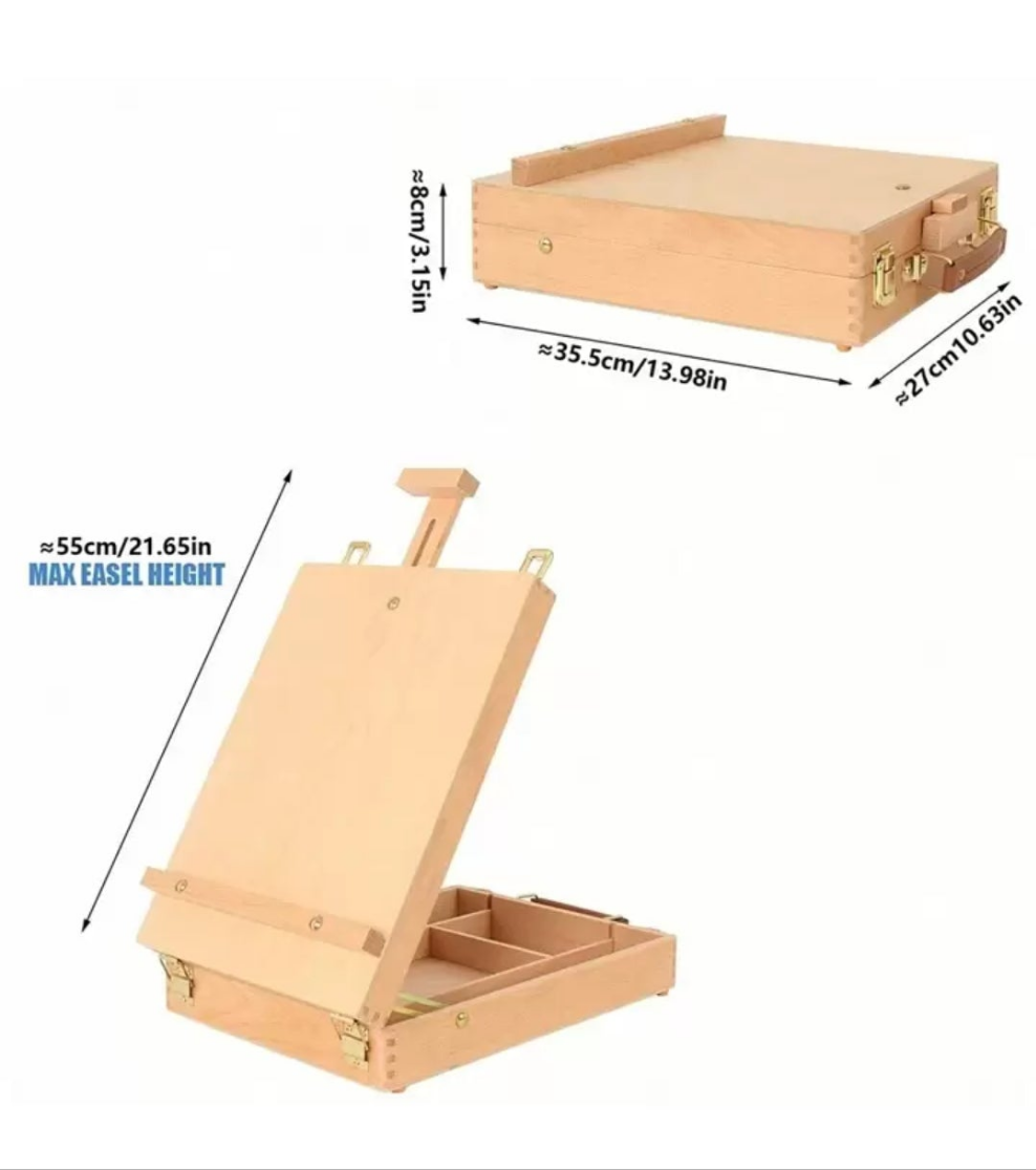 Premium Sketchbox,Desktop Art Easel, Tabletop, Wooden For Painting, Student, Artist, Beginner,Art Supplies Box Easel Sketchbox Painting Storage(Black Teal, Dark Curry, Wooden)