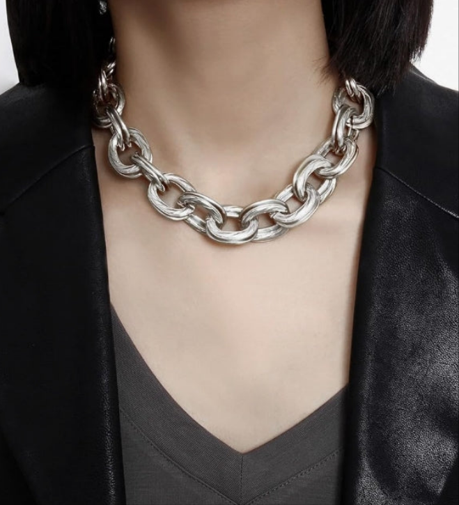 Chunky Gold Necklaces for Women,Multilayer Punk 80s Hip Hop Necklace,Layered Cuban Link Chain Statement Necklace 90s Freaknik Outfit Accessories for Women