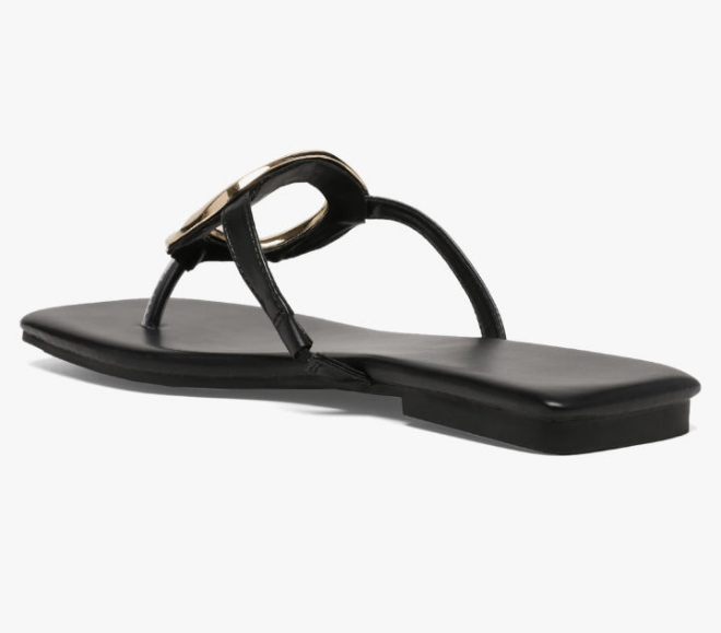 Women's Flip Flop Flat Summer Sandals,Ladies Memory Foam Square Toe Beach Strappy Bling Metal Cute Comfortable Trendy Leather Outdoor Indoor