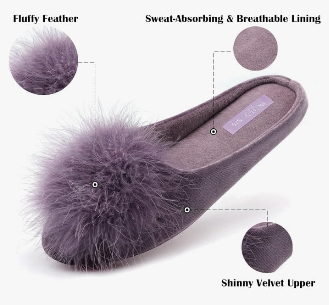 Women's Cozy Velvet Memory Foam House Slipper, Ladies Fuzzy Bedroom Slipper Non-slip Sole