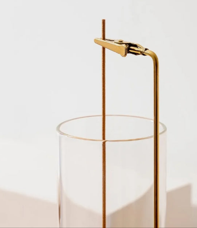 Incense Holder for Sticks, Anti-Ash Flying Incense Burner with 30 Incense Sticks, Detachable Glass Ash Catcher (Wood,