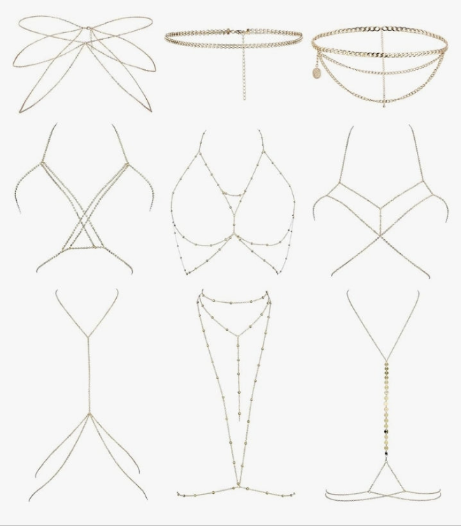 9PCS Sexy Belly Waist Chain for Women Bikini Body Chain Beach Bra Chain Jewelry Set