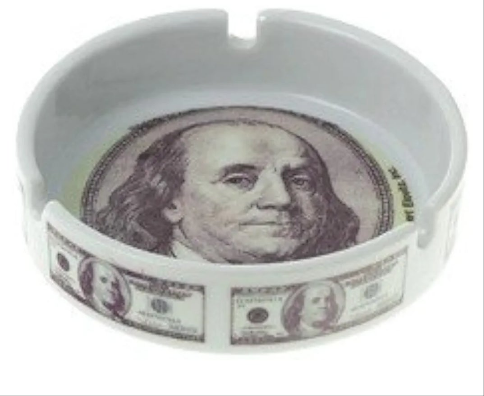Money ashtray glass
