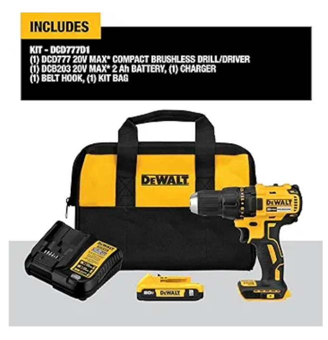 DEWALT 20V MAX Cordless Drill Driver, 1/2 Inch, 2 Speed, XR 2.0 Ah Battery and Charger Included