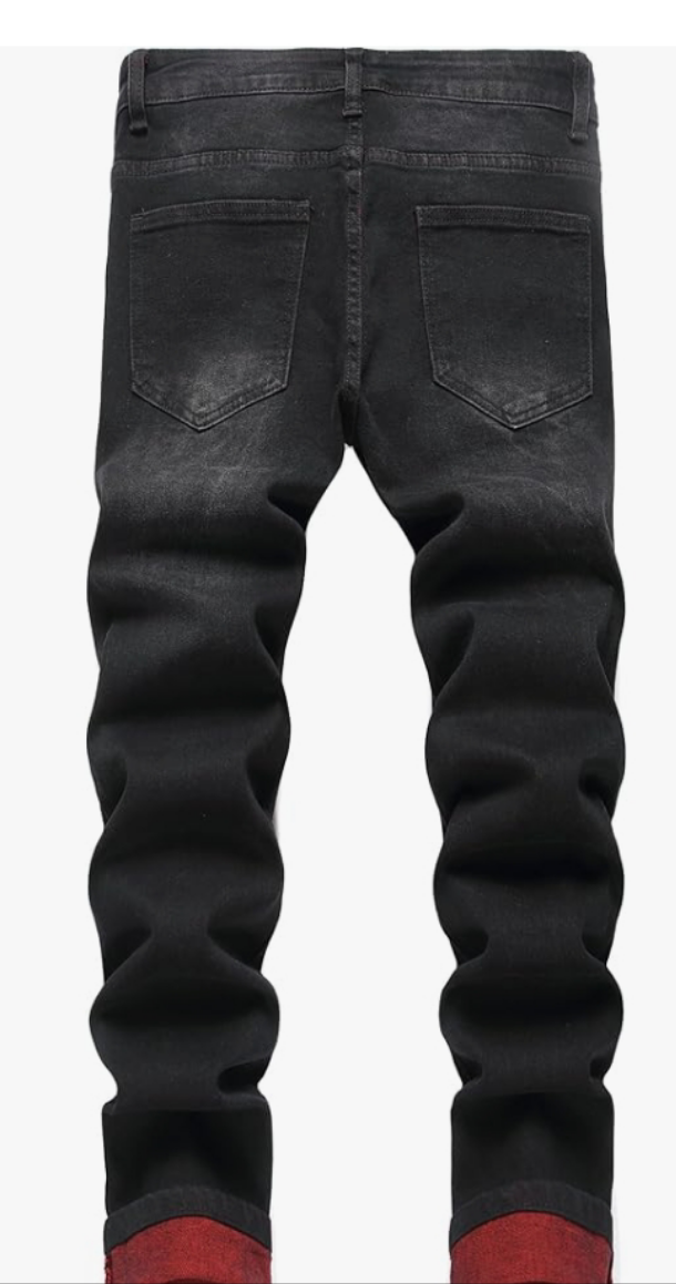 Men's Slim Fit Stretch Jeans Ripped Skinny Jeans for Men, Distressed Straight Leg Fashion Comfort Flex Waist Pants