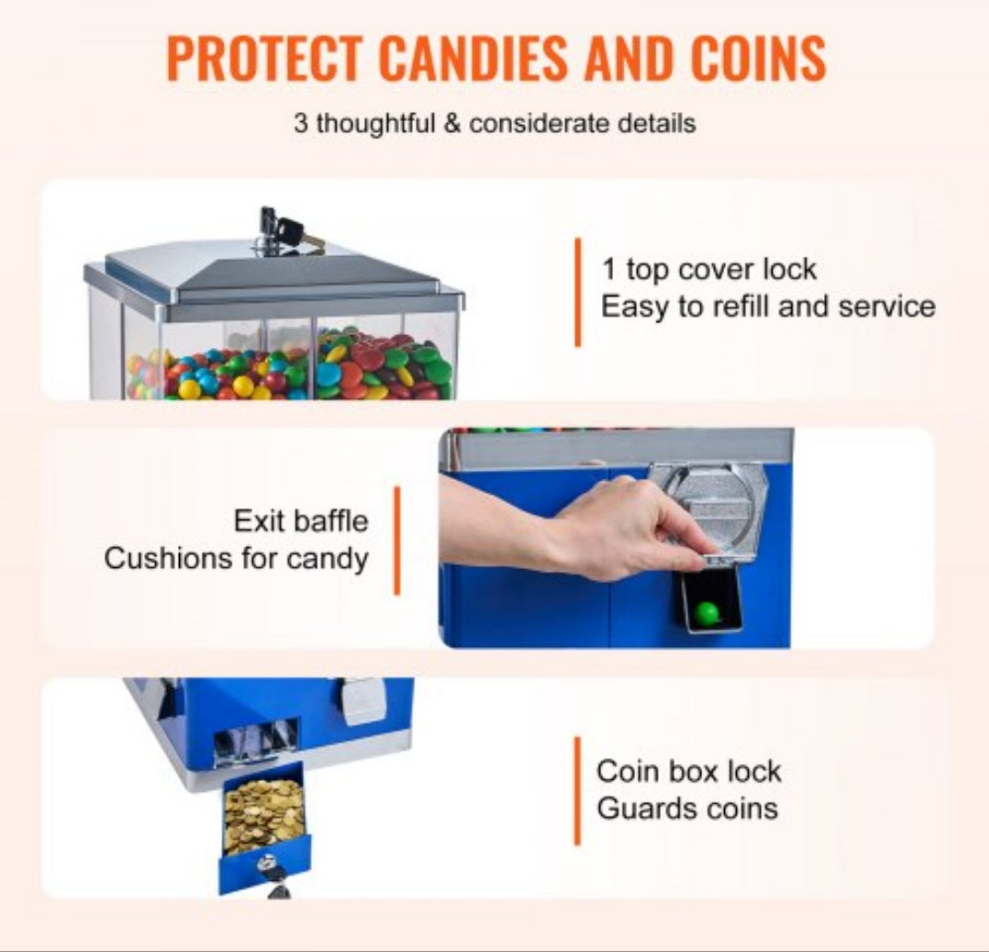 Gumball Machine Blue 4 Candy Dispenser Options