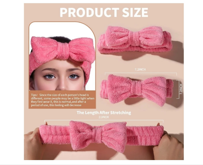 Makeup and Spa Headbands, Bow Headbands for Women's Skincare and Face Washing
