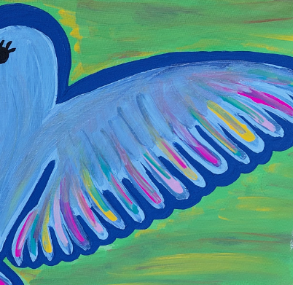 COCOMONEY ART Blue Bird 1 OF 1 CUSTOM PIECE BY COCOMONEY painting on canvas