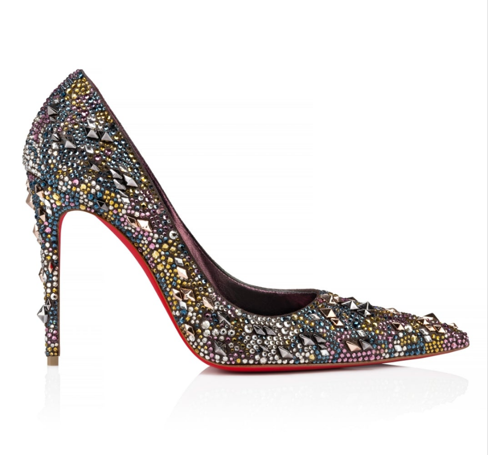 Christian Louboutin 100 mm pumps Metallic suede and Eternity strass - Anthracite - Women