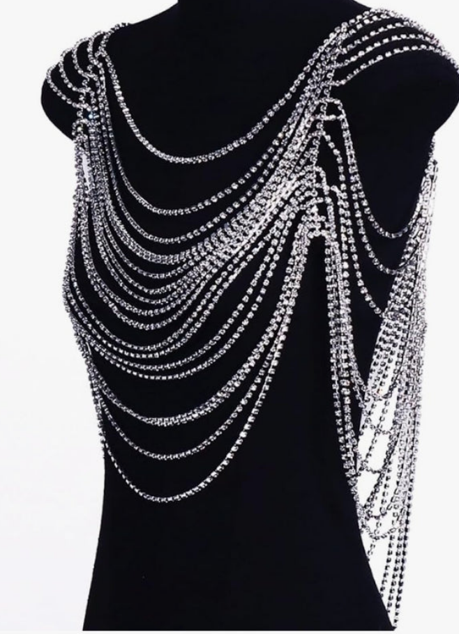 Shinny Silver Rhinestone Top For Women Sexy Silver Bikini Crystal Body Chains Shirt Jewelry Handmade