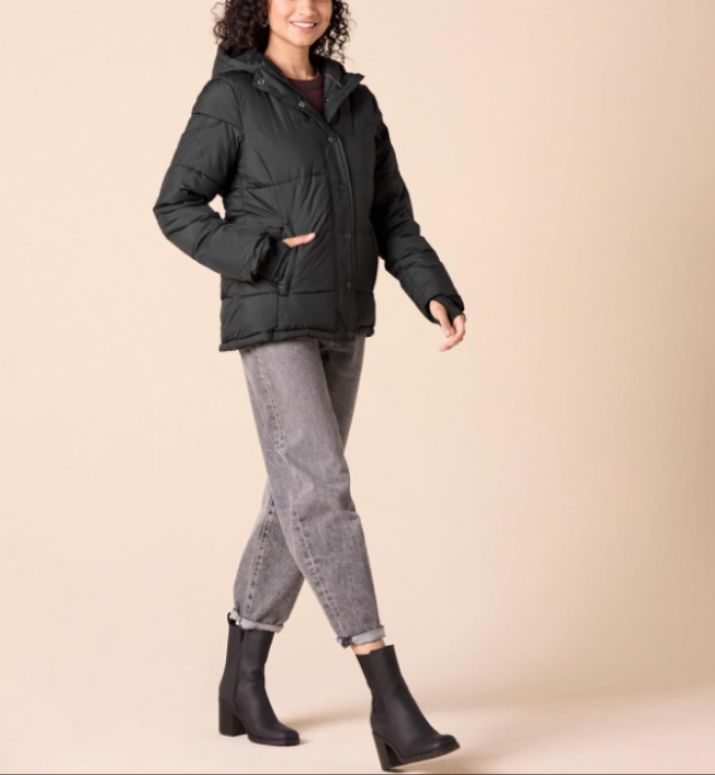 Women's Heavyweight Long-Sleeve Hooded Puffer Coat