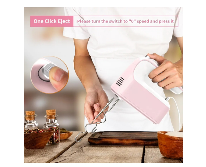 9-Speed Digital Hand Mixer Electric, 400W Powerful DC Motor, Baking Mixer Handheld with Snap-On Storage Case, 5 Stainless Steel Accessories, Flat Beaters, Dough Hooks, Whisk