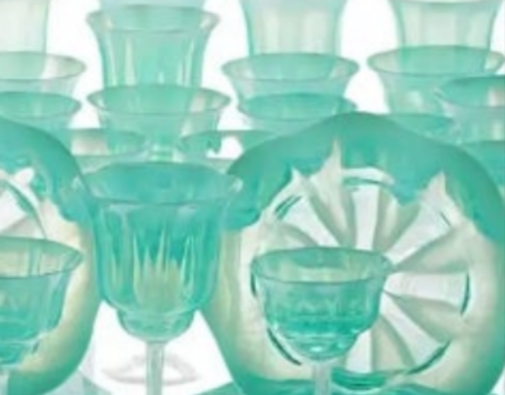 Louis Comfort Tiffany Pastel Favrile Glass Dinnerware 60 pieces