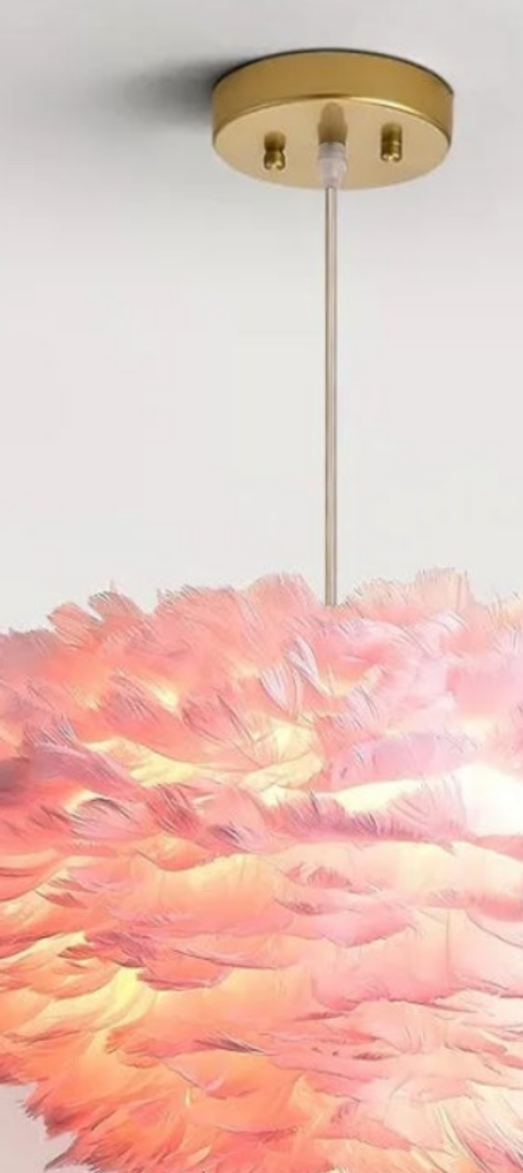 Feather Chandeliers, 3 Lights Modern Romantic Ceiling Haning Lamp, Pink Creative Art Feather Shade Chandelier, for Girls Room, Bedroom, Living Room, Dining Room, 17.7 inch