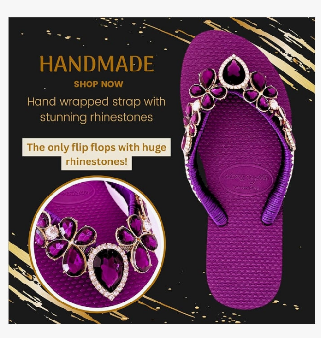 Glam Rhinestones Flip Flops For Women