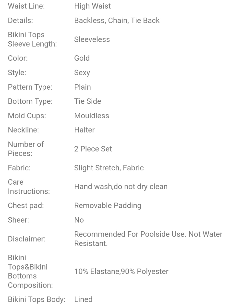 Women's Faux Pearl Strap Halterneck Fashion Bra And Tie Side Bikini Set Bottoms Bikini Set(Set) (Fabric Cracking Is A Normal Phenomenon) COCOMONEY