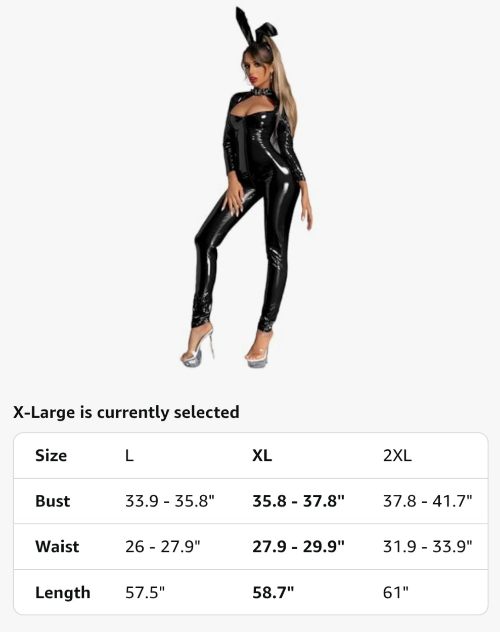Metallic Leotard Zipper Front Faux Leather Bodysuit Jumpsuit with Headwear Pu Babydoll Lingerie Clubwear Cocomoney