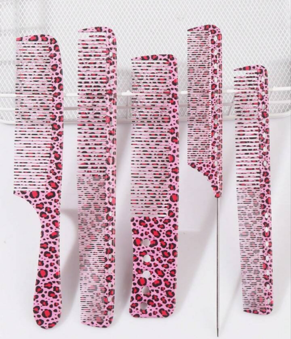 10pc Professional Leopard Pattern Hair Cutting & Styling Comb,Hair Salon Barber Styling Comb ForSalon And Home Use Hair Brush