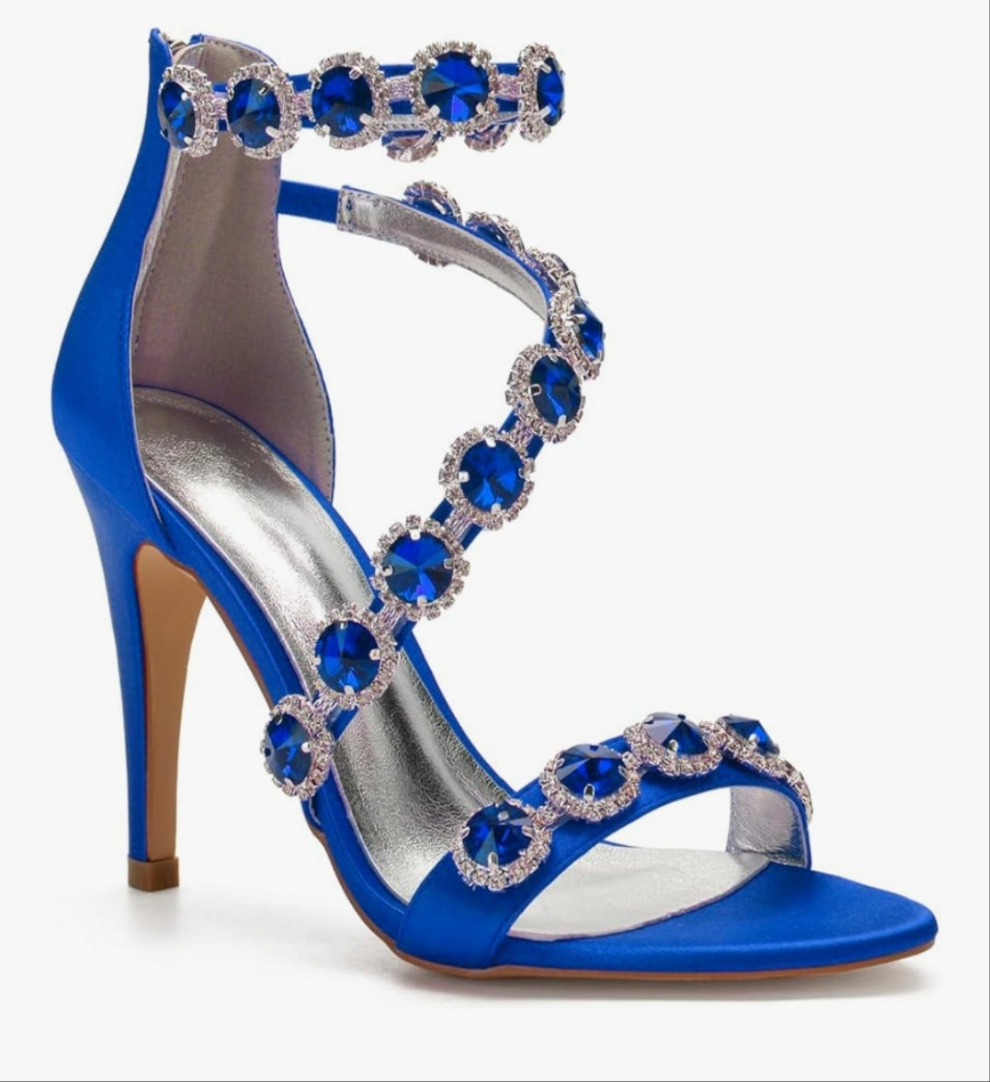 Ankle Strap High Heel Pumps Crystal Formal Evening Prom Party Dress Shoes stunning