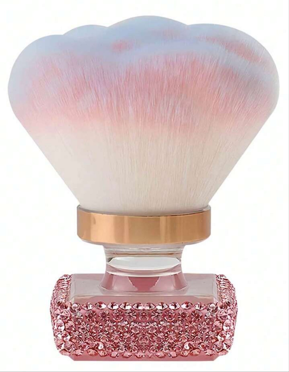 1pc Premium Rose Shaped Makeup Brush With Crystal Decoration, Foundation Blush Brush, Large Size Rose Shaped Nail Art Brush, Diamond Edge Dust Brush