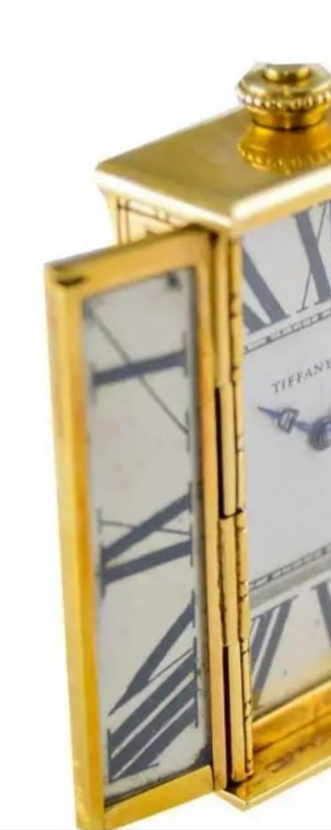 Tiffany & Co. 18kt Yellow Gold and Enamel Small Desk Clock 1920's